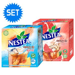 [롯데네슬레] 네스티아이스티SET(복숭아맛40T+자몽맛40T)